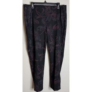 Chicos Womens 2.5 US 14 Juliet Dark Floral Ankle Pants Pull On Preppy Career